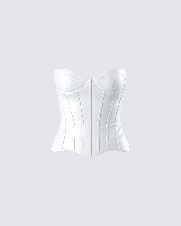finesse Dory White Satin Corset Top