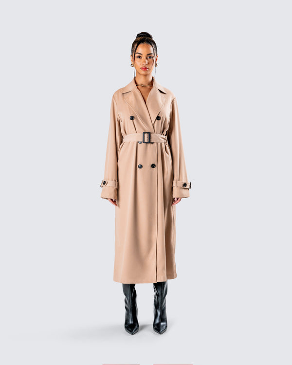 Finesse Doutzen Tan Twill Trench Coat