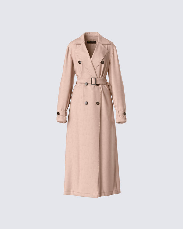 finesse Doutzen Tan Twill Trench Coat