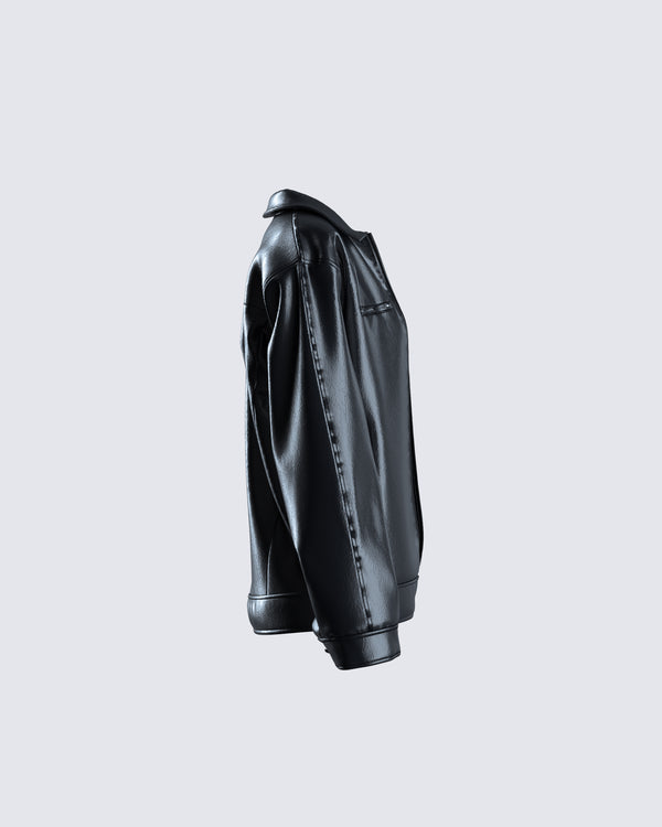 Finesse Dove Black Faux Leather Jacket