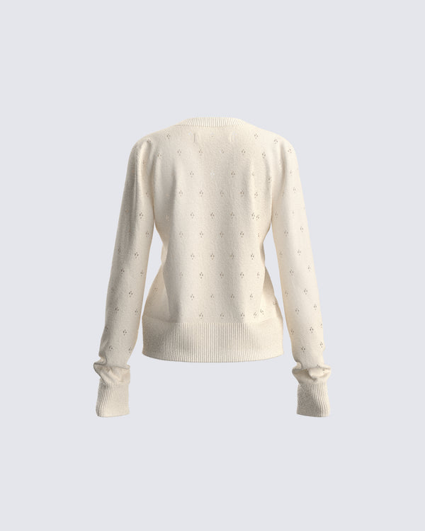 Finesse Dove Ivory Sweater Knit Cardigan