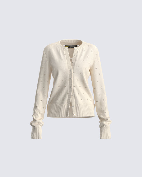 finesse Dove Ivory Sweater Knit Cardigan