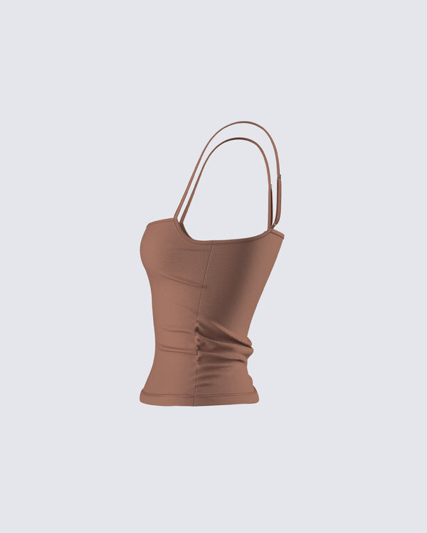 Finesse Dovie Brown Cami Top