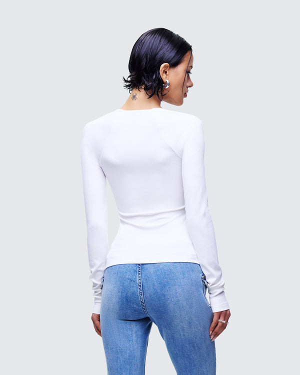 Finesse Draya White Rib Lace Top