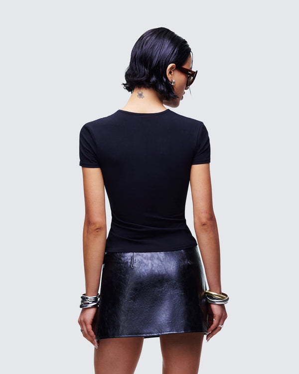 Finesse Drea Black Slogan Classic Tee