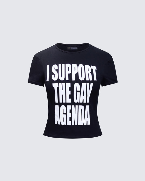 finesse Drea Black Slogan Classic Tee