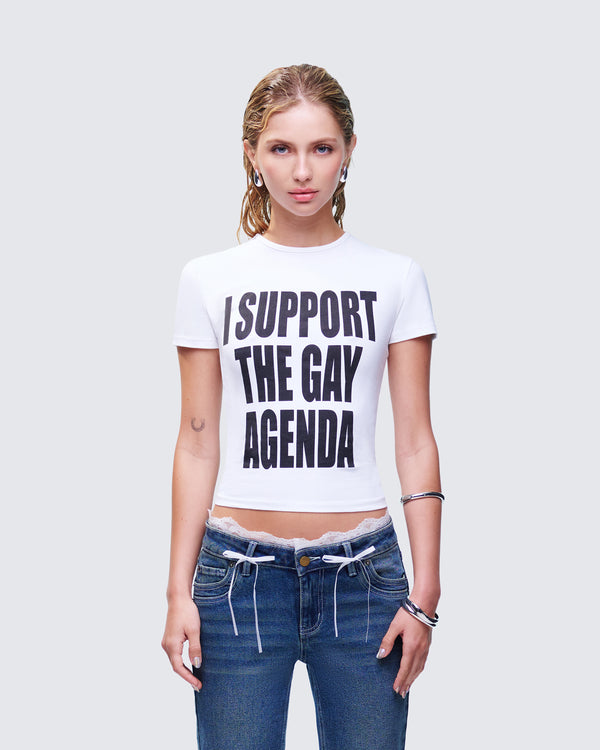 Finesse Drea White Slogan Classic Tee