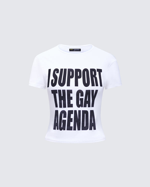 finesse Drea White Slogan Classic Tee