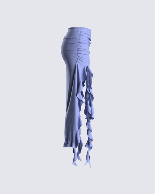 Finesse Dulce Blue Ruffle Maxi Skirt