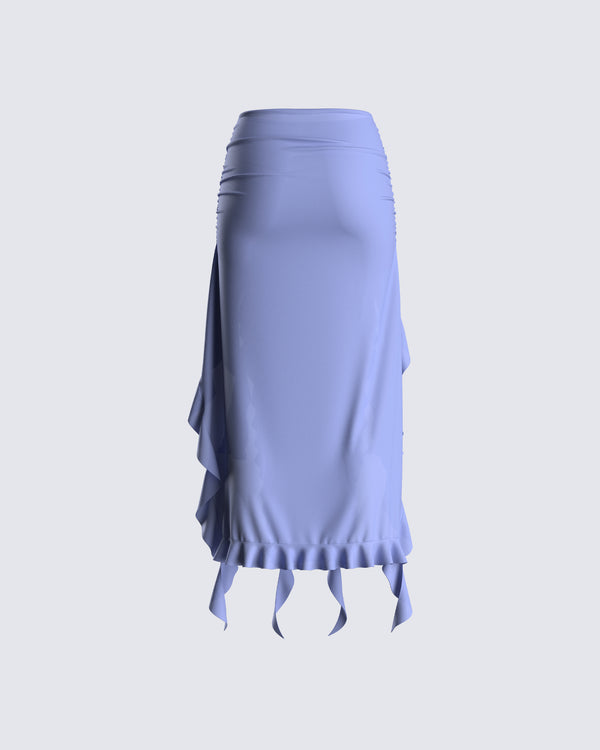 Finesse Dulce Blue Ruffle Maxi Skirt