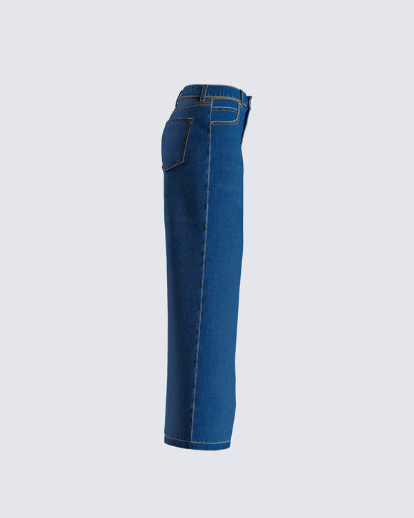 Finesse Dulcie Blue Denim Wide Leg Jean