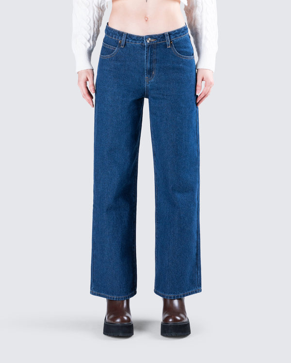 Finesse Dulcie Blue Denim Wide Leg Jean