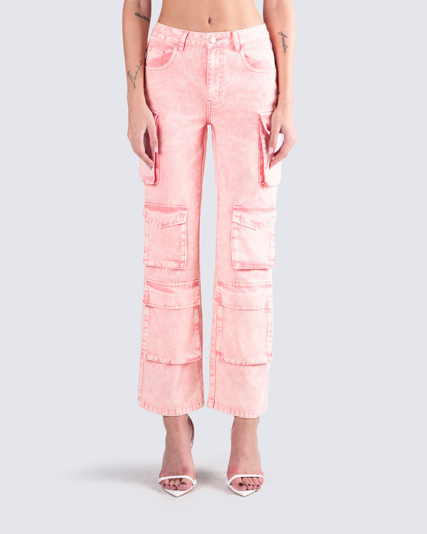 Finesse Dustin Pink Acid Wash Jeans