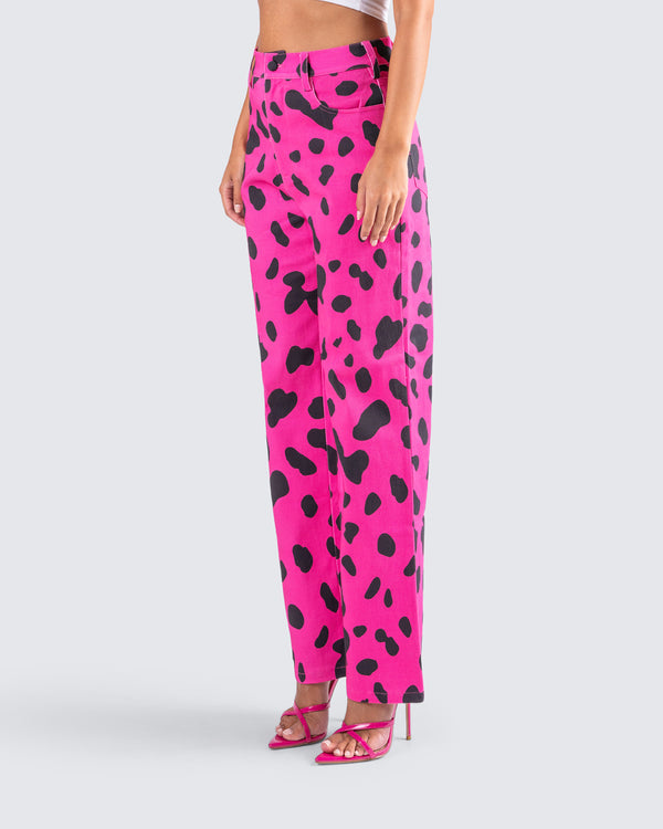 Finesse E Captivated Cow Printed Pants