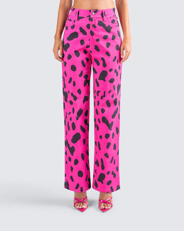 finesse E Captivated Cow Printed Pants