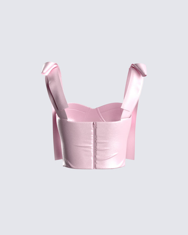 Finesse Edith Pink Satin Corset Top