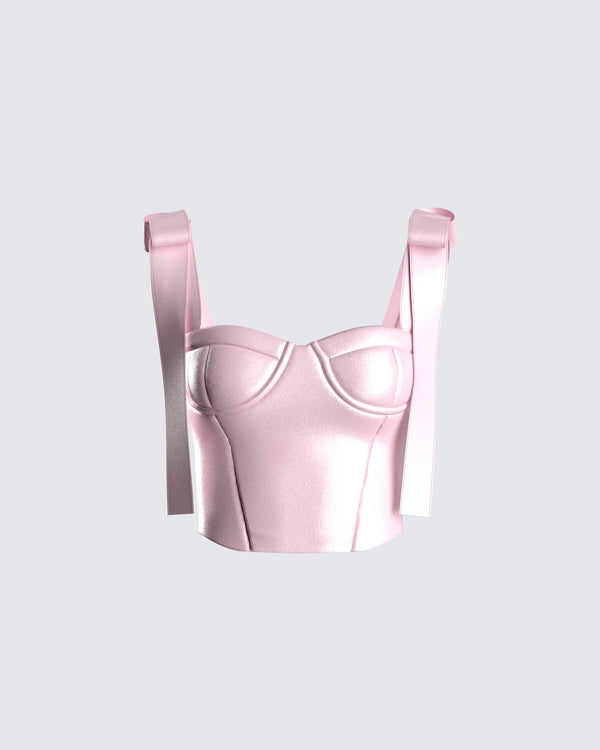 finesse Edith Pink Satin Corset Top