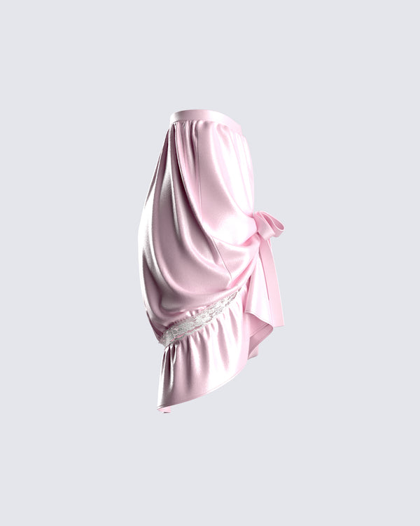 Finesse Edith Pink Satin High Low Skirt