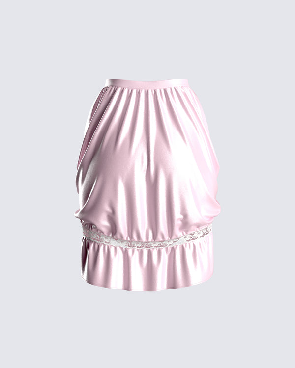 Finesse Edith Pink Satin High Low Skirt