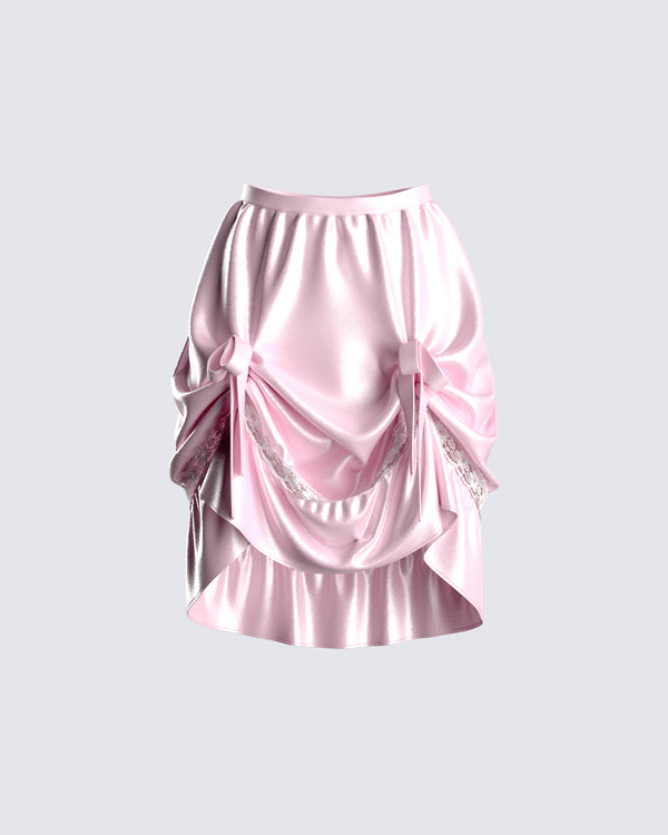 finesse Edith Pink Satin High Low Skirt