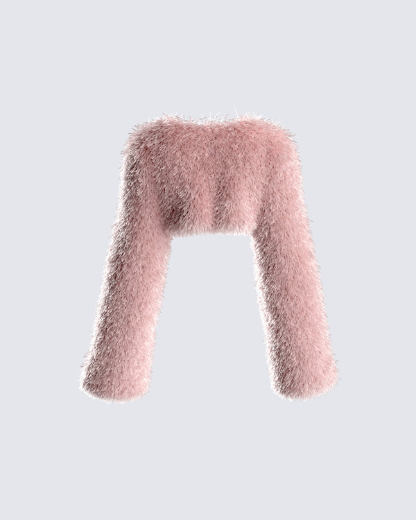 Finesse Edith Pink Vegan Fur Shrug Jacket