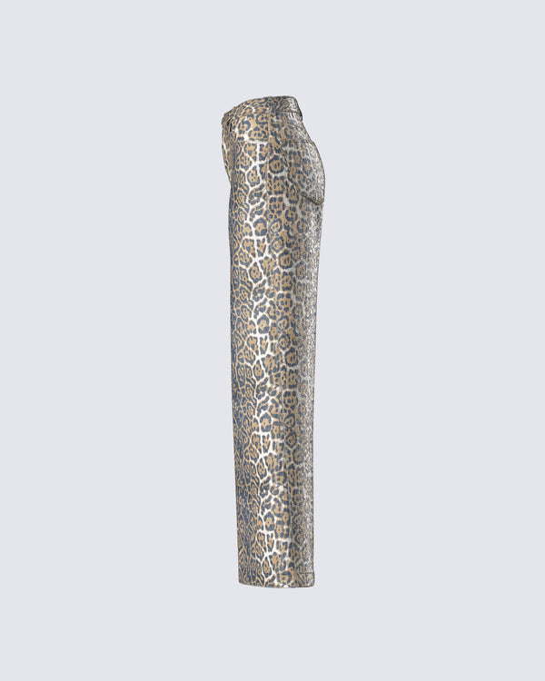 Finesse Eider Leopard Print Sequin Pant