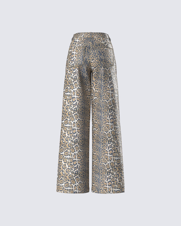 Finesse Eider Leopard Print Sequin Pant