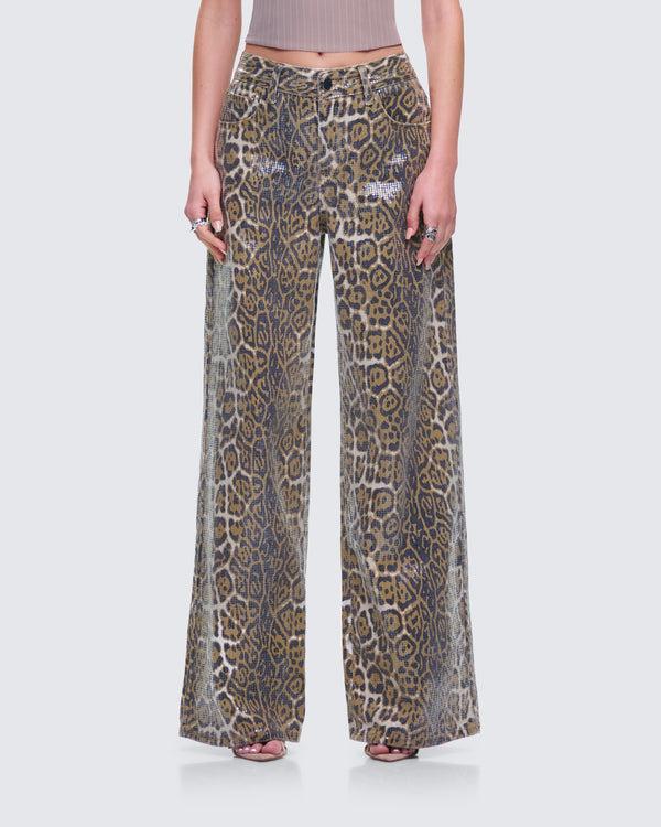 Finesse Eider Leopard Print Sequin Pant