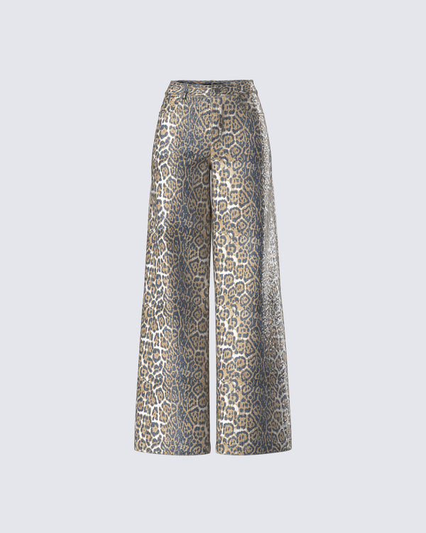 finesse Eider Leopard Print Sequin Pant