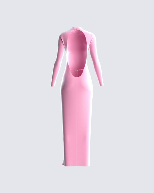 Finesse Eira Pink Backless Midi Dress