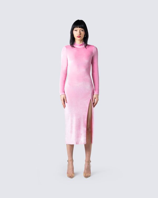 Finesse Eira Pink Backless Midi Dress