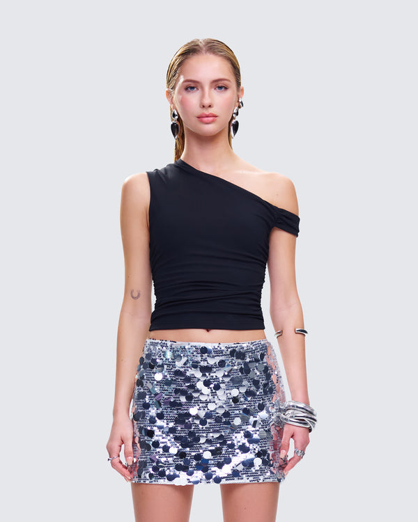 Finesse Eirene Black Asymmetrical Top