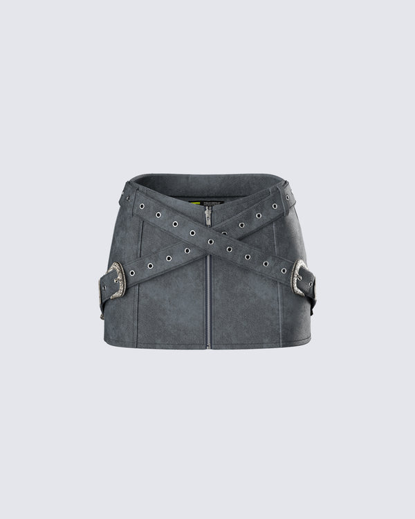finesse Eirene Vegan Leather Mini Skirt