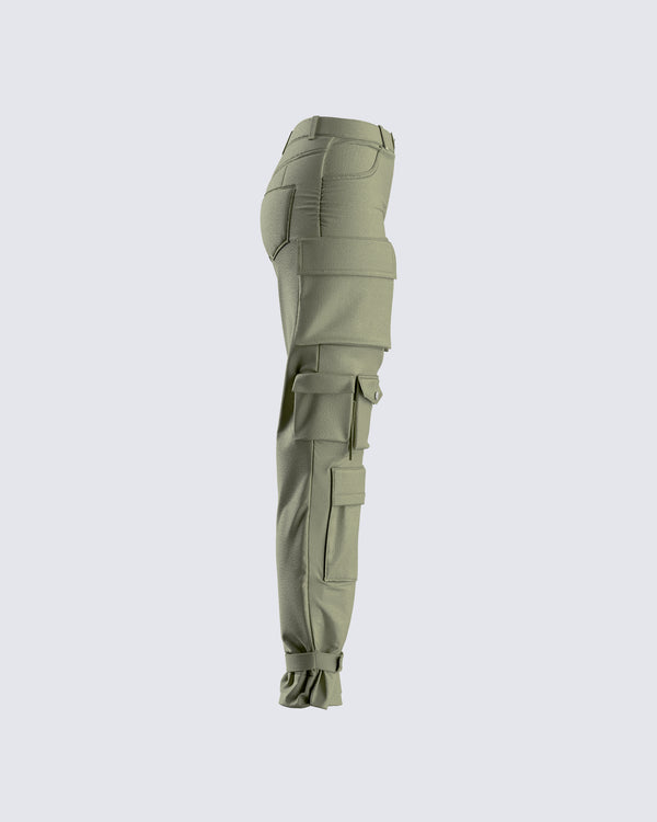 Finesse Eleni Olive Utility Pocket Pant