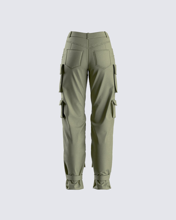 Finesse Eleni Olive Utility Pocket Pant