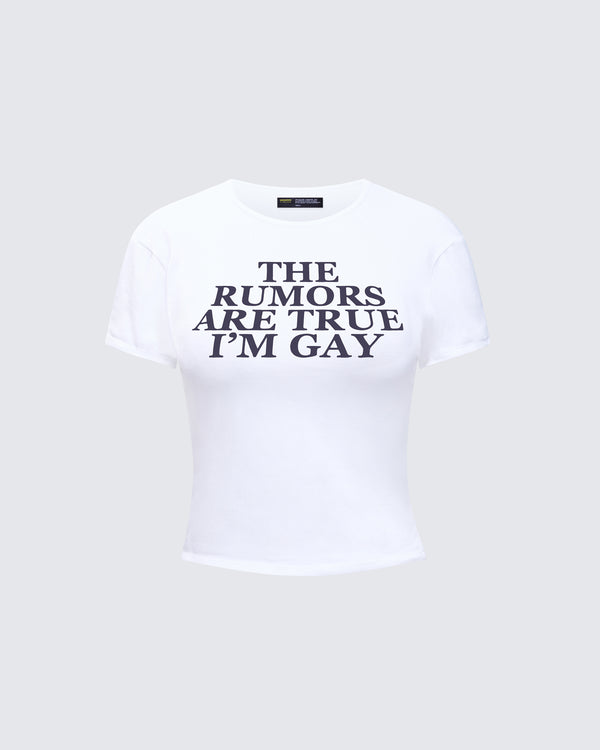 finesse Eleni White Slogan Classic Tee