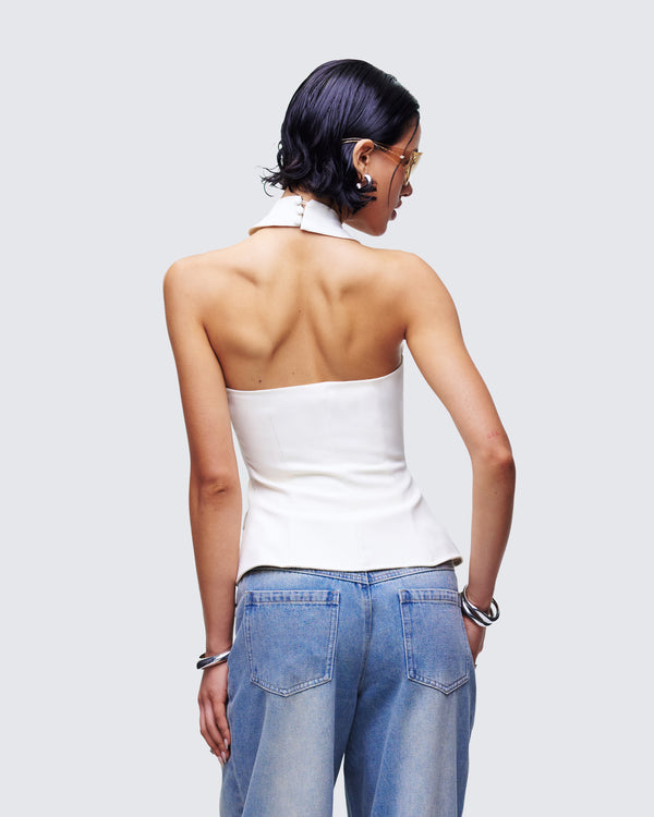 Finesse Elina Cream Halter Neck Waistcoat