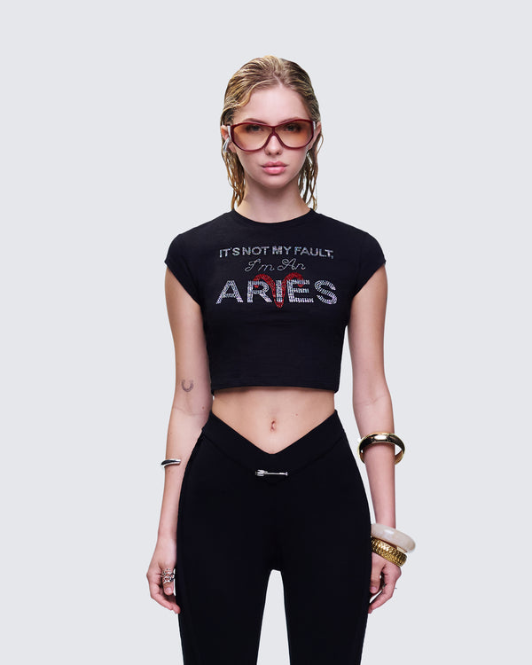 Finesse Elowen Black Aries Graphic Top