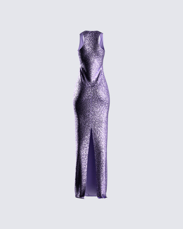 Finesse Elsa Lilac Sequin Sleeveless Gown