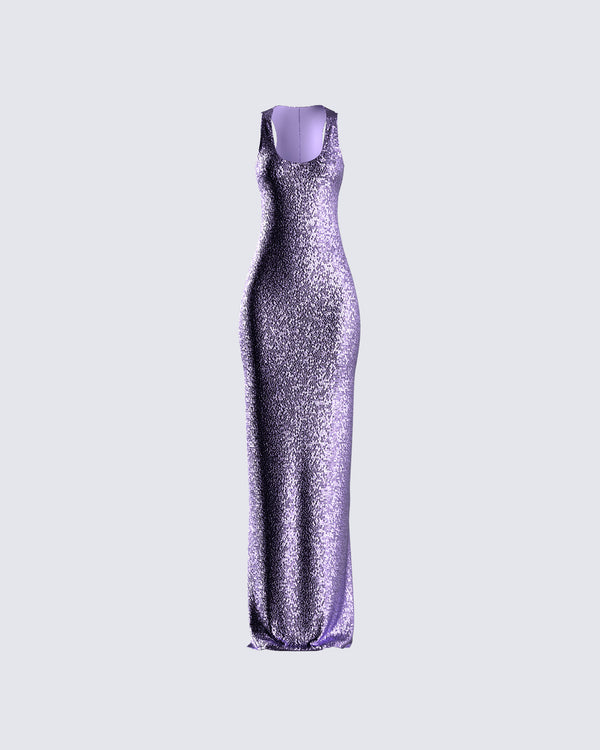 finesse Elsa Lilac Sequin Sleeveless Gown