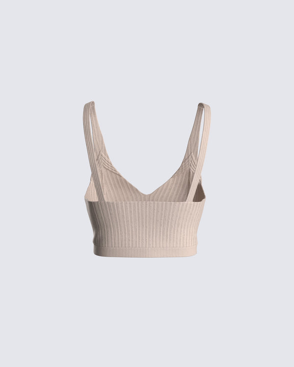 Finesse Elsie Taupe Ribbed Bralette