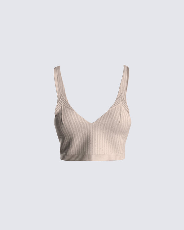 finesse Elsie Taupe Ribbed Bralette