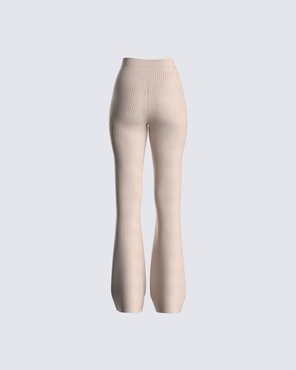 Finesse Elsie Taupe Ribbed Pant