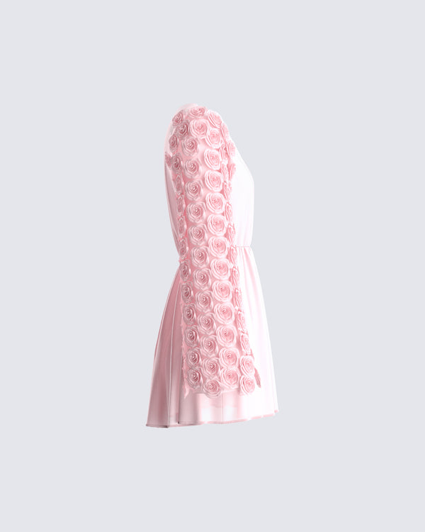 Finesse Elvia Pink Pleated Flower Dress