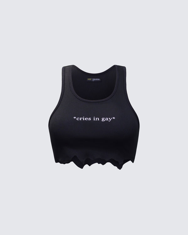 finesse Emery Black Graphic Cut Off Tank
