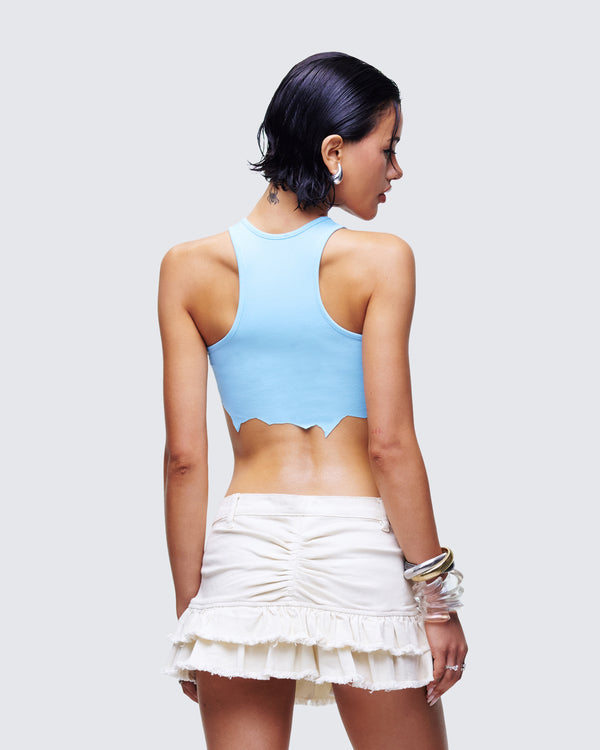 Finesse Emery Blue Graphic Cut Off Tank