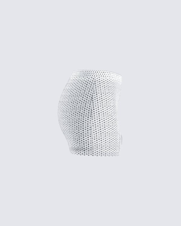 Finesse Emery Silver Net Mini Skirt