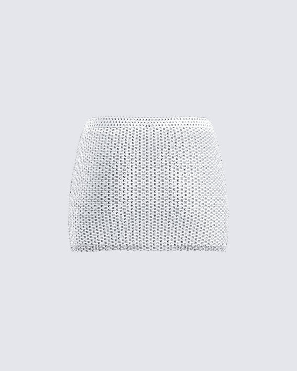 Finesse Emery Silver Net Mini Skirt