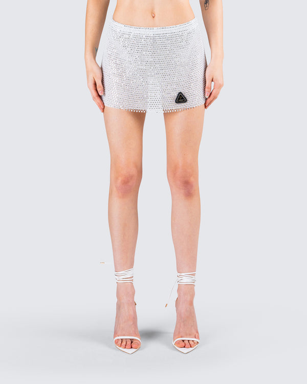 Finesse Emery Silver Net Mini Skirt