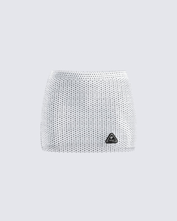 finesse Emery Silver Net Mini Skirt